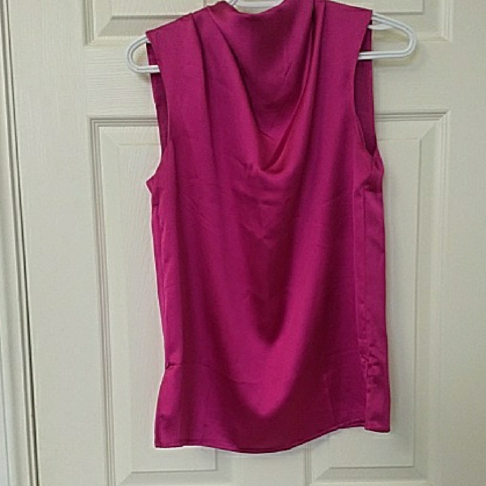 Elegant Pink Draped Sleeveless Blouse